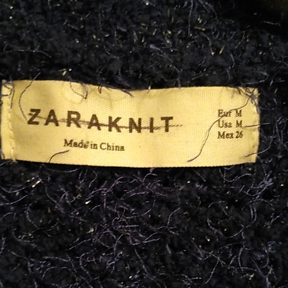 Zara knit open  cardigan w/ metallic threads M - Picture 4 of 5